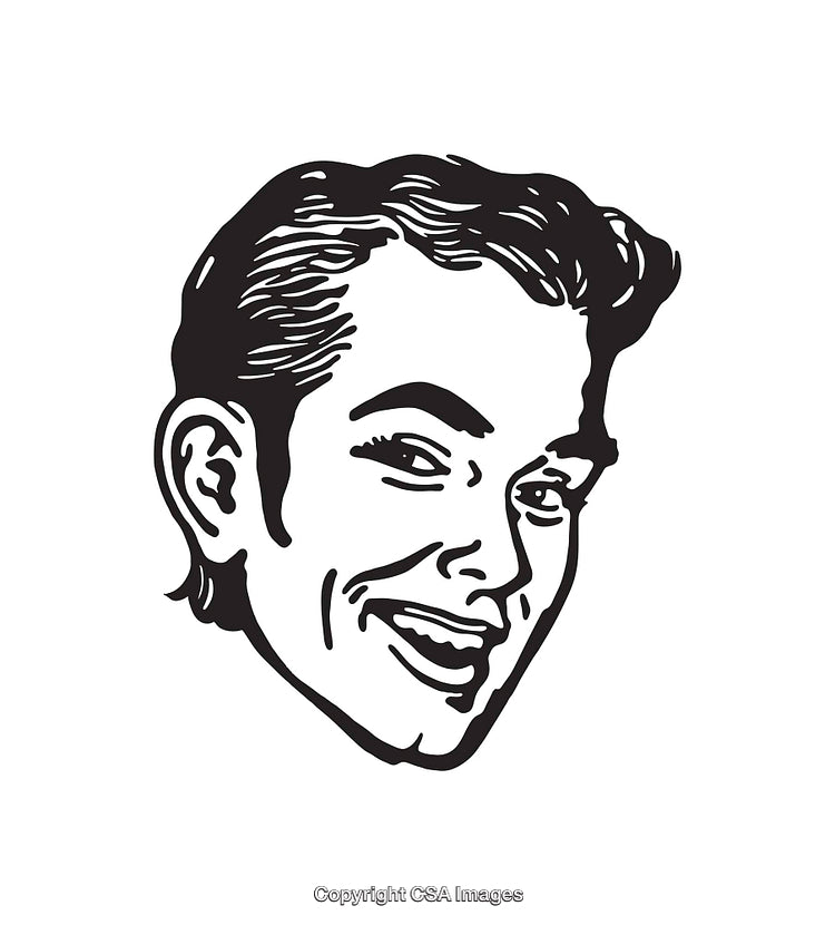 Retro Styled Black and White Illustration of a Happy Smiling Face