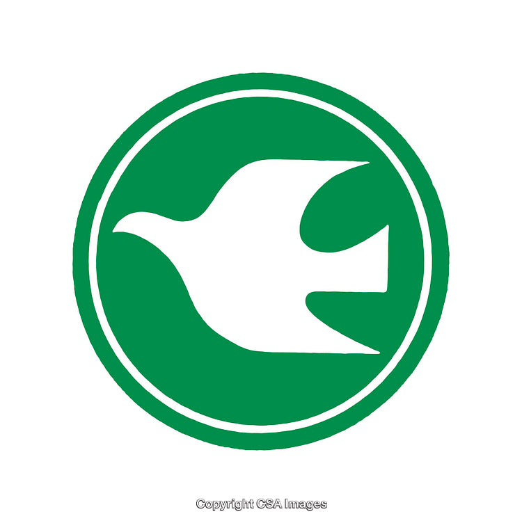 Green Circular Icon with a White Dove Symbol Inside