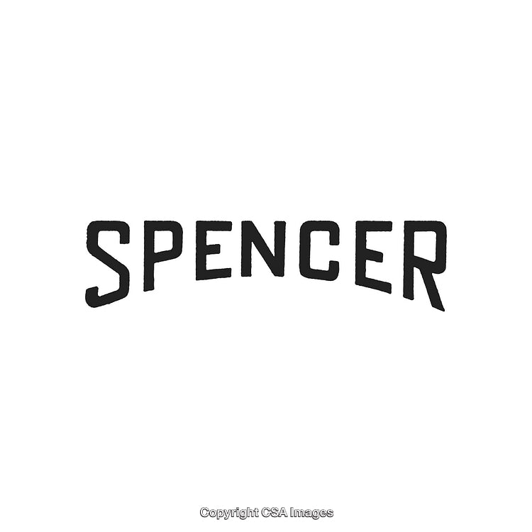 Stylized Lettering of the Word 'Spencer' in Black on White Background