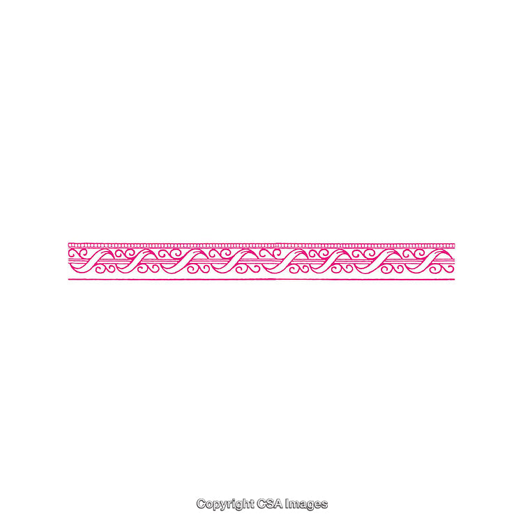 Intricate Pink Border Design with Curved Floral Pattern on White Background