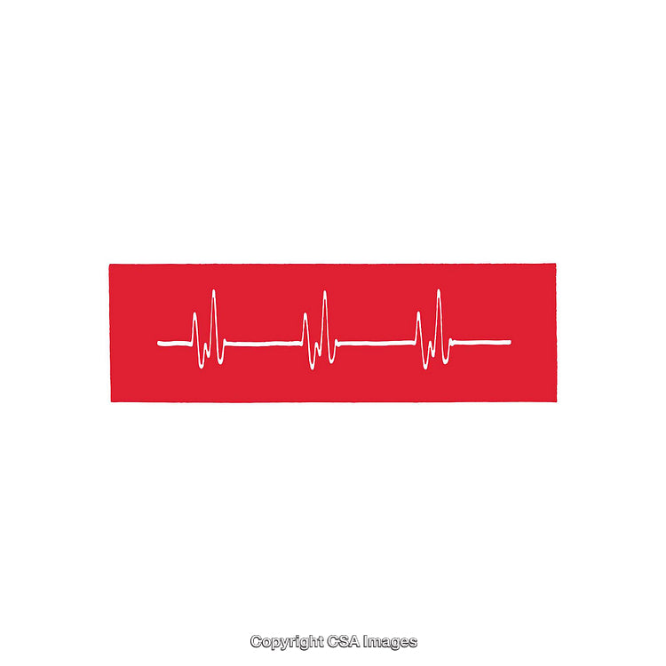 Red Rectangle With White Heartbeat Line Design Illustration