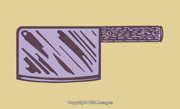 Colored Line Art of a Meat Cleaver Knife on a Plain Background