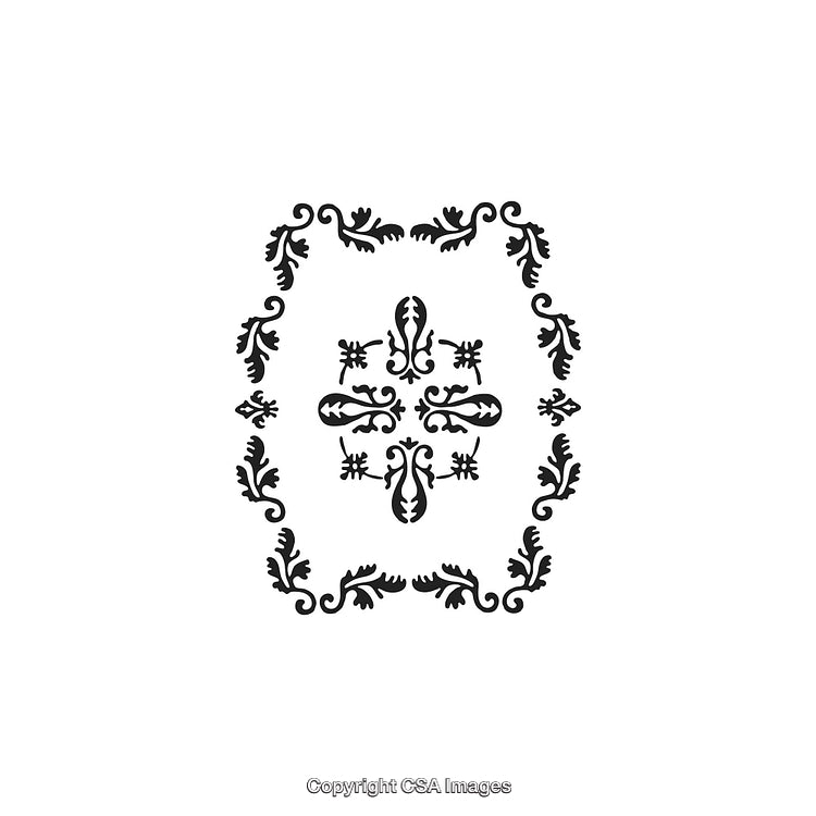 Intricate Black and White Ornamental Floral Design Element