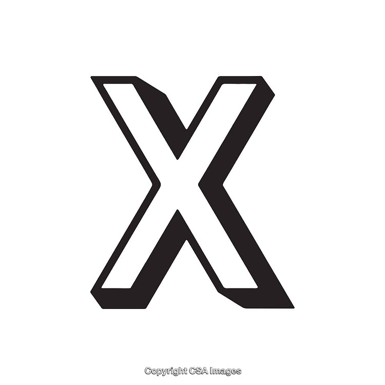 Bold Monochrome Illustration of the Letter X on a White Background
