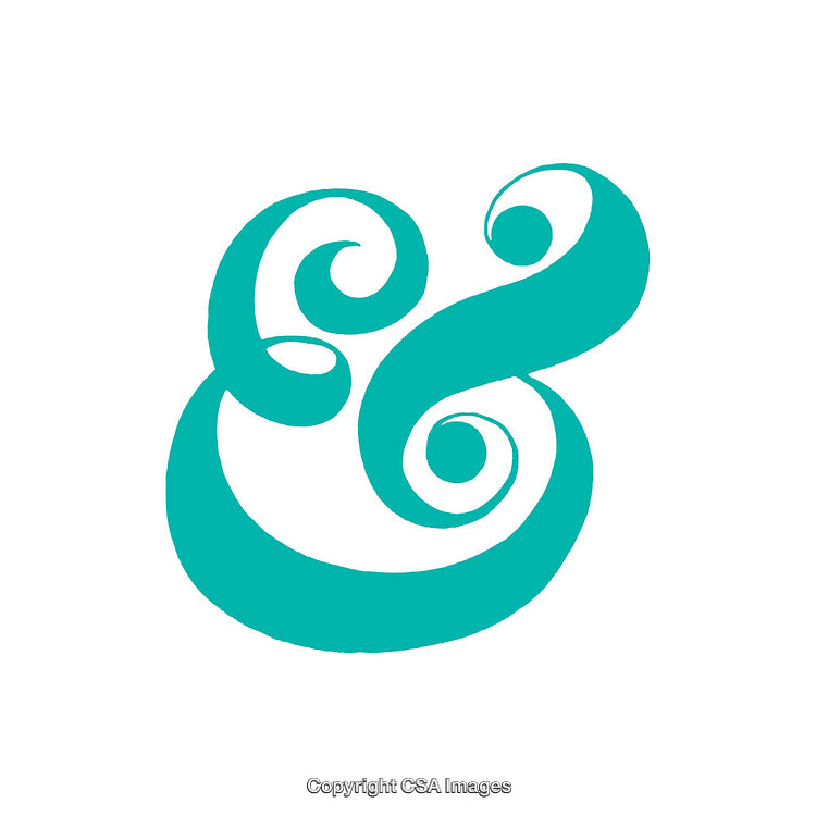 Decorative Ampersand Symbol in Turquoise on a White Background