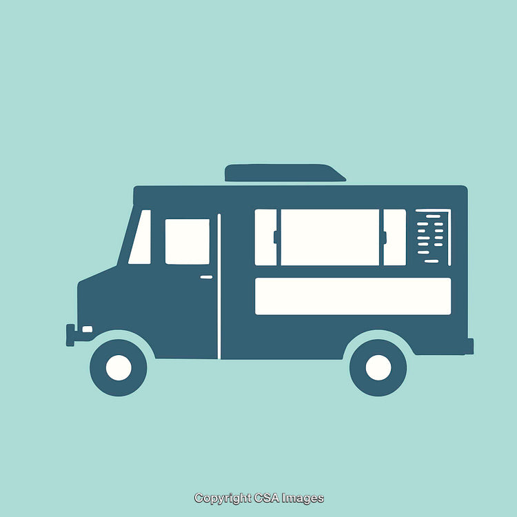 Illustration of a Food Truck in Simplistic Vector Art Style