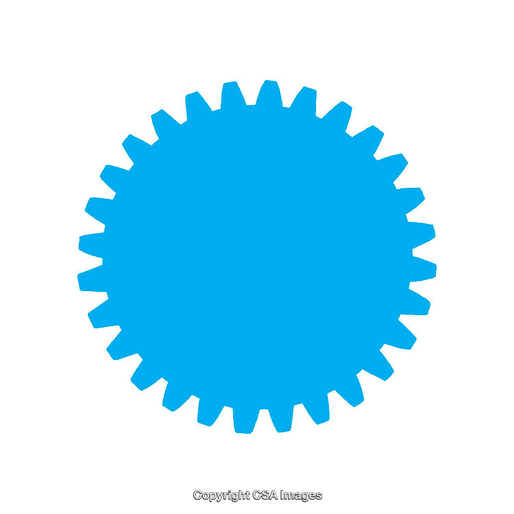 Blue Gear Shape Icon Isolated on White Background with Sharp Outline