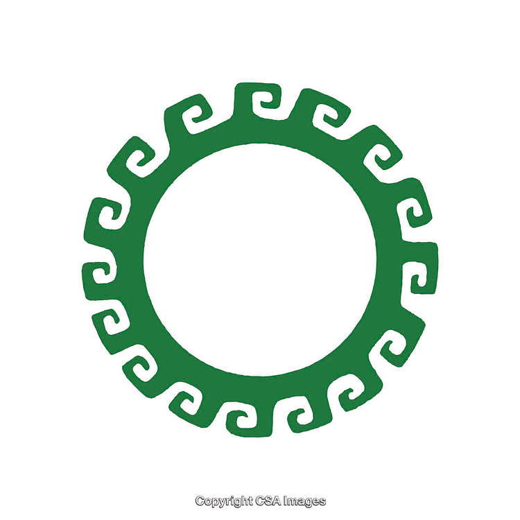 Green Circular Design with Spiral Symbols on White Background