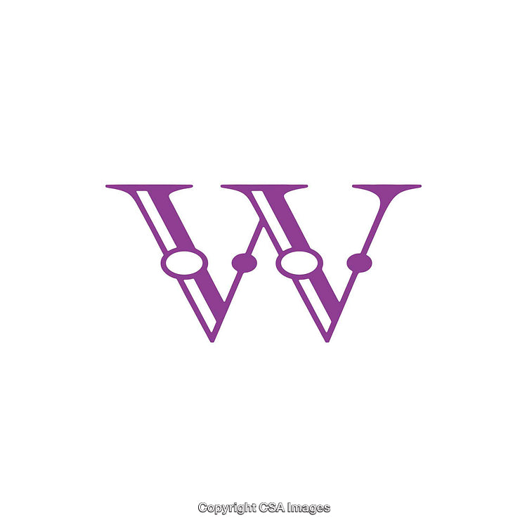 Purple Letter W In Artistic Stencil Design On White Background