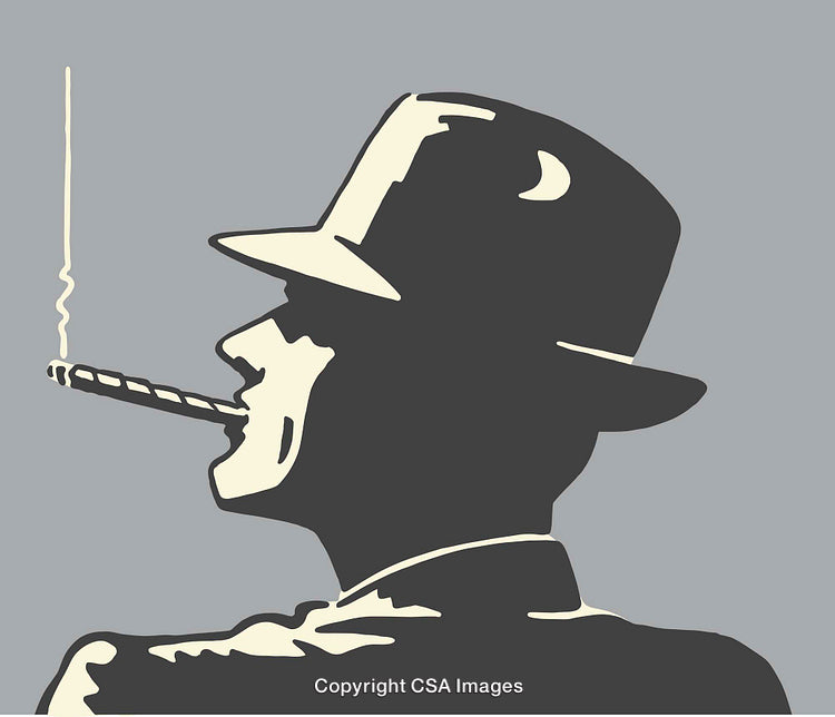 Retro Illustration of a Smoking Gentleman in a Hat