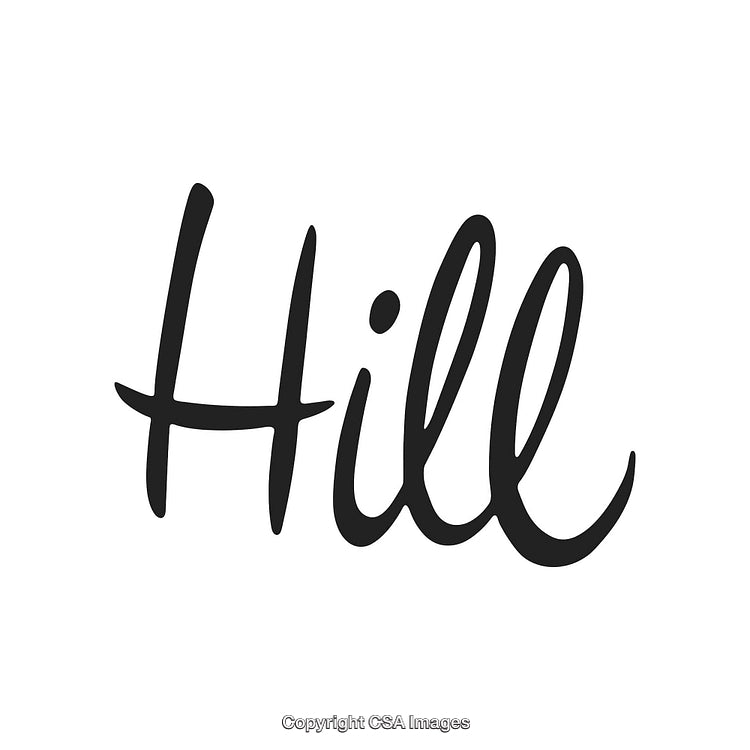Elegant Handwritten Word Art Featuring the Word 'Hill' in Black Ink