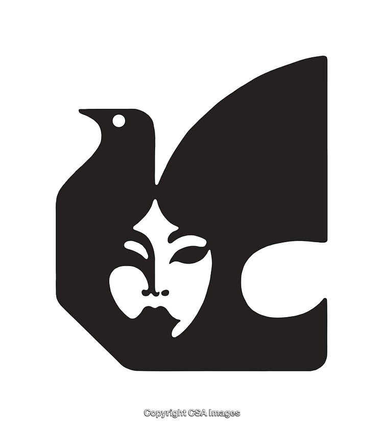 Black and White Abstract Line Art Depicting Dual Symbolism