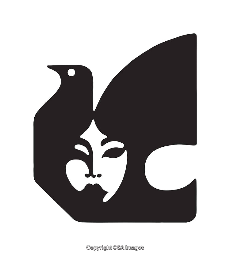 Black and White Abstract Line Art Depicting Dual Symbolism