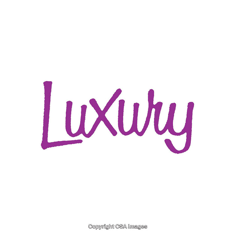 Purple Calligraphy Text Depicting the Word Luxury on a White Background