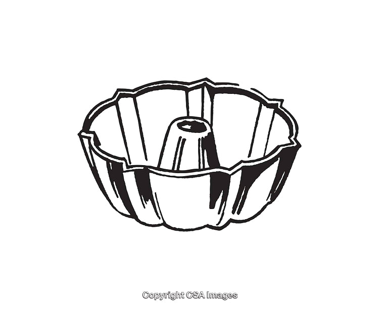 Vintage Line Art of a Bundt Pan in Black and White