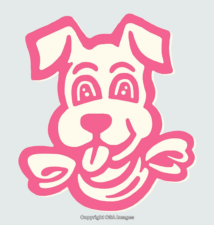 Colorful Line Art Illustration of a Playful Dog with Tongue Out