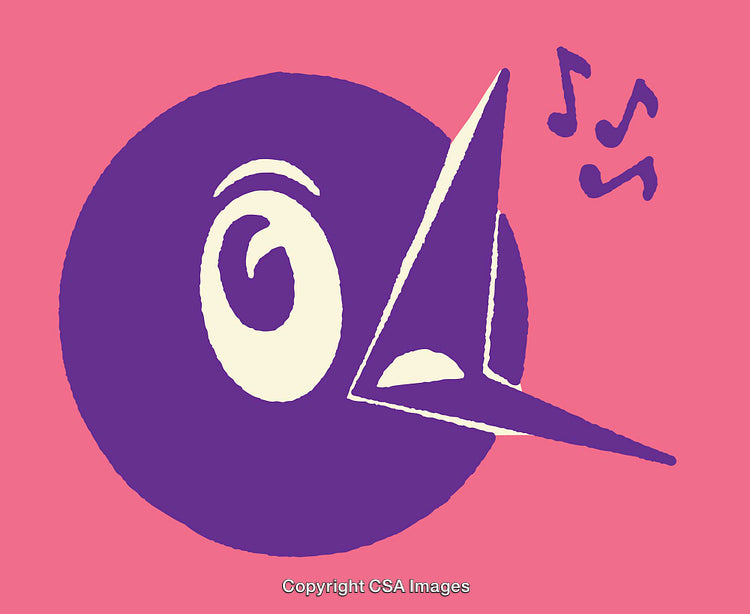 Colorful Line Art Illustration of Abstract Singing Bird on Vibrant Background