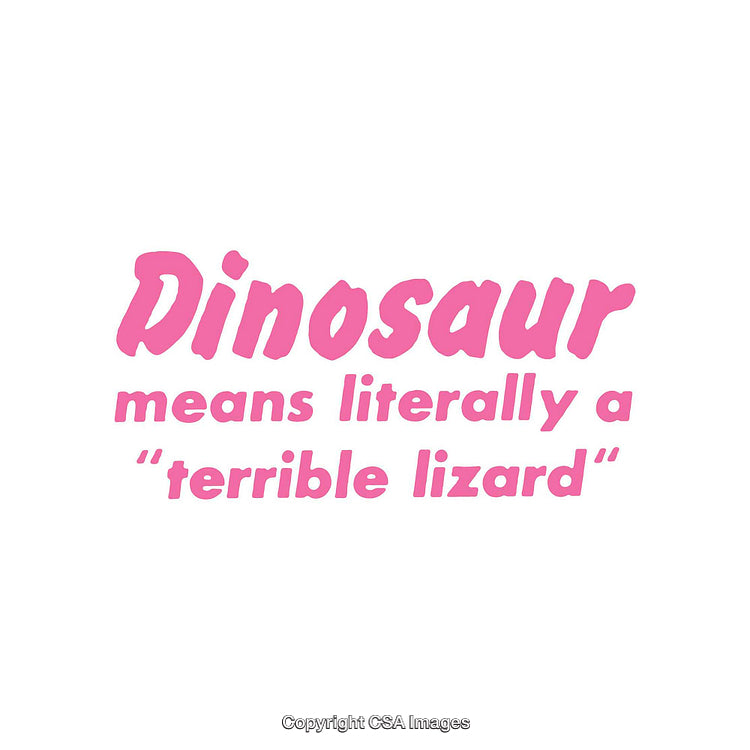 Playful Pink Dinosaur Text Explaining Its Literal Meaning on White Background