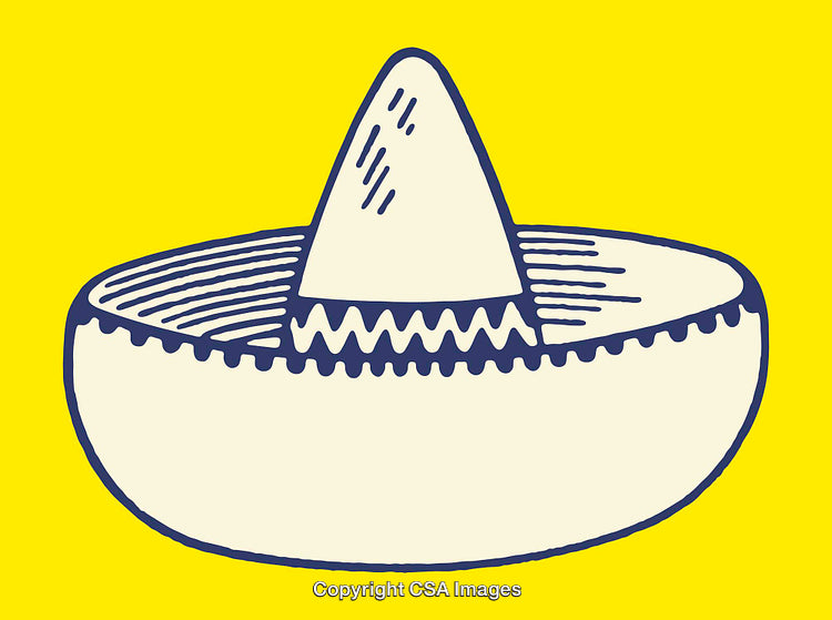 Colorful Line Art Illustration of a Traditional Mexican Sombrero Hat