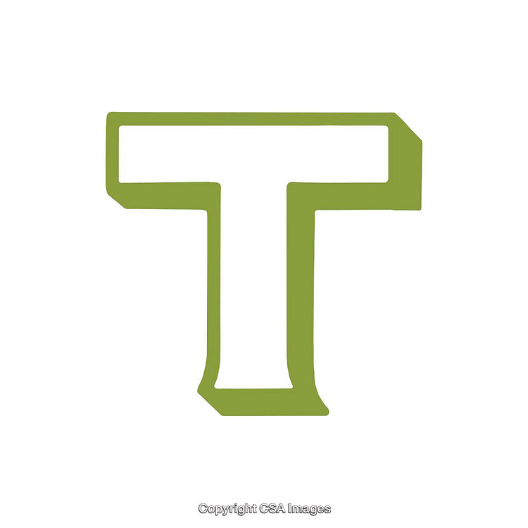 Stylized Green and White Letter T on a Plain Background