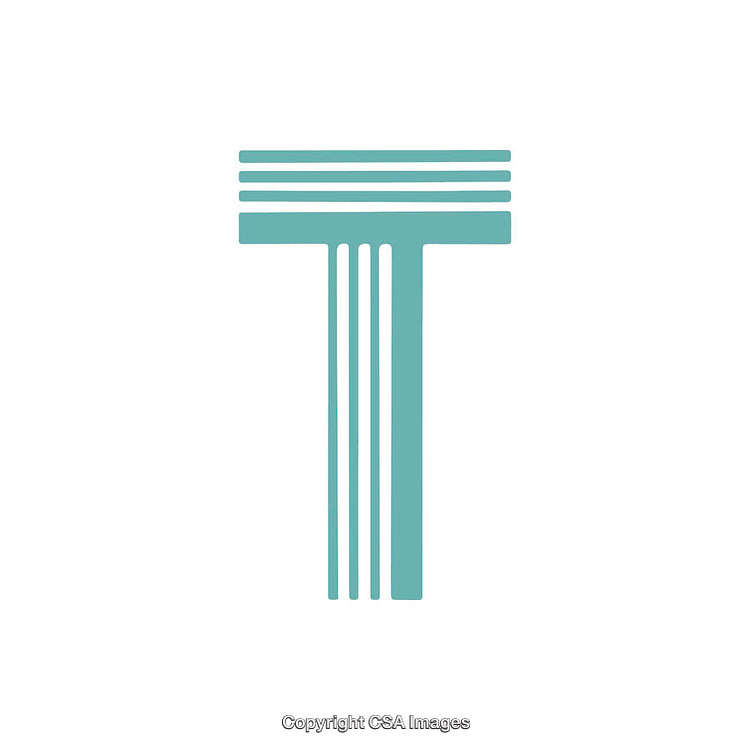 Modern Artistic Depiction of the Letter T in Light Teal Color