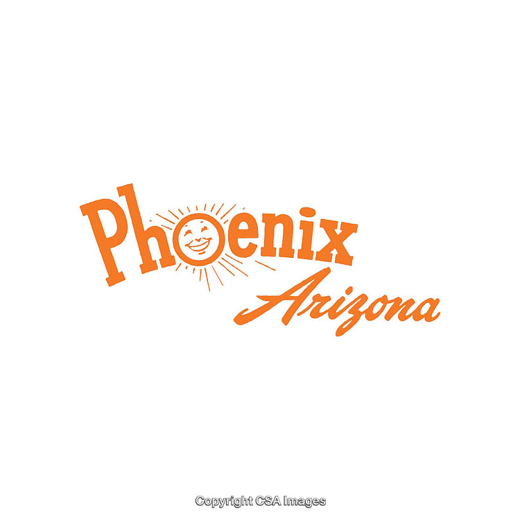 Phoenician Sunrise Logo With Orange Script and Illustrative Sun Design