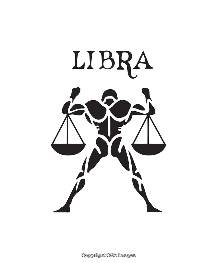 Illustration of Libra Zodiac Sign Featuring Scales and Anthropomorphic Symbol