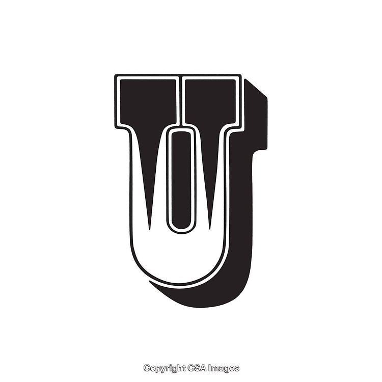 Creative Black and White Letter U Typography With Stylized Design