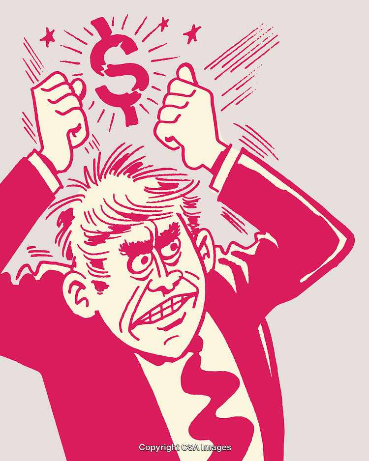 Frustrated Business Character Expressing Anger Over Financial Challenges