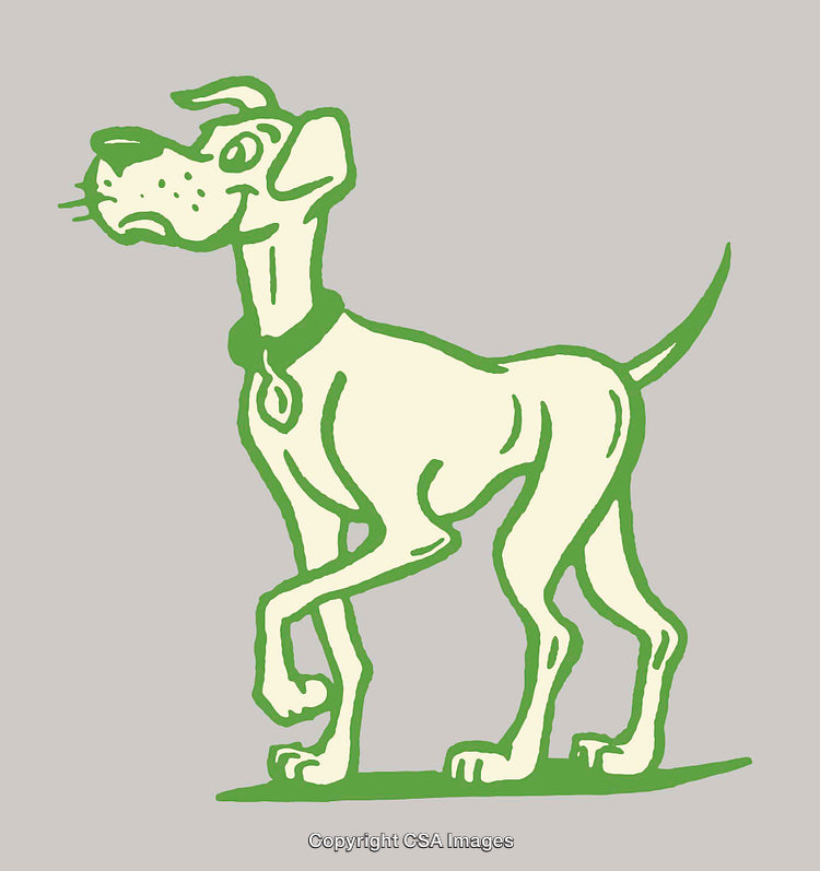Playful Line Art Illustration of a Happy Dog Standing Outdoors