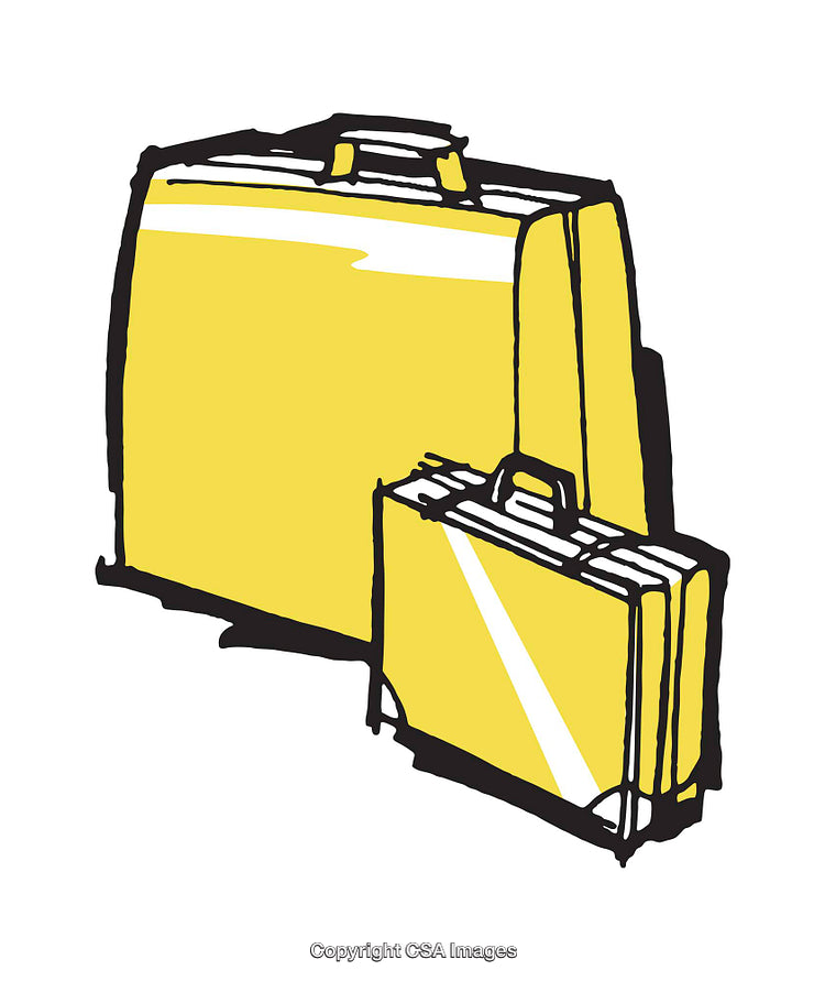 Yellow Illustration of Two Luggage Bags in Modern Graphic Style