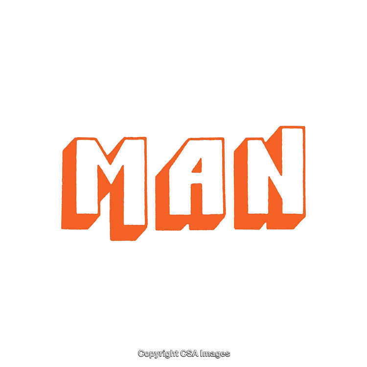Bold Orange Typographic Composition of the Word 'MAN' in Retro Style