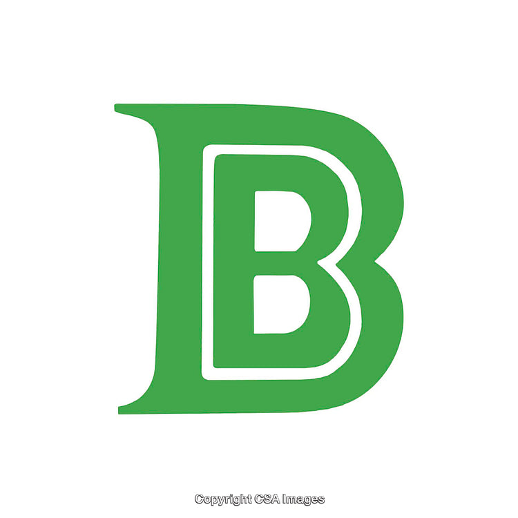 Green Isolated Illustration of the Bold Letter B on White Background