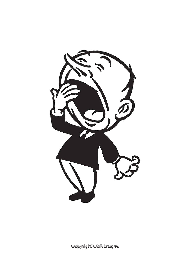Retro Style Black and White Illustration of an Expressive Character