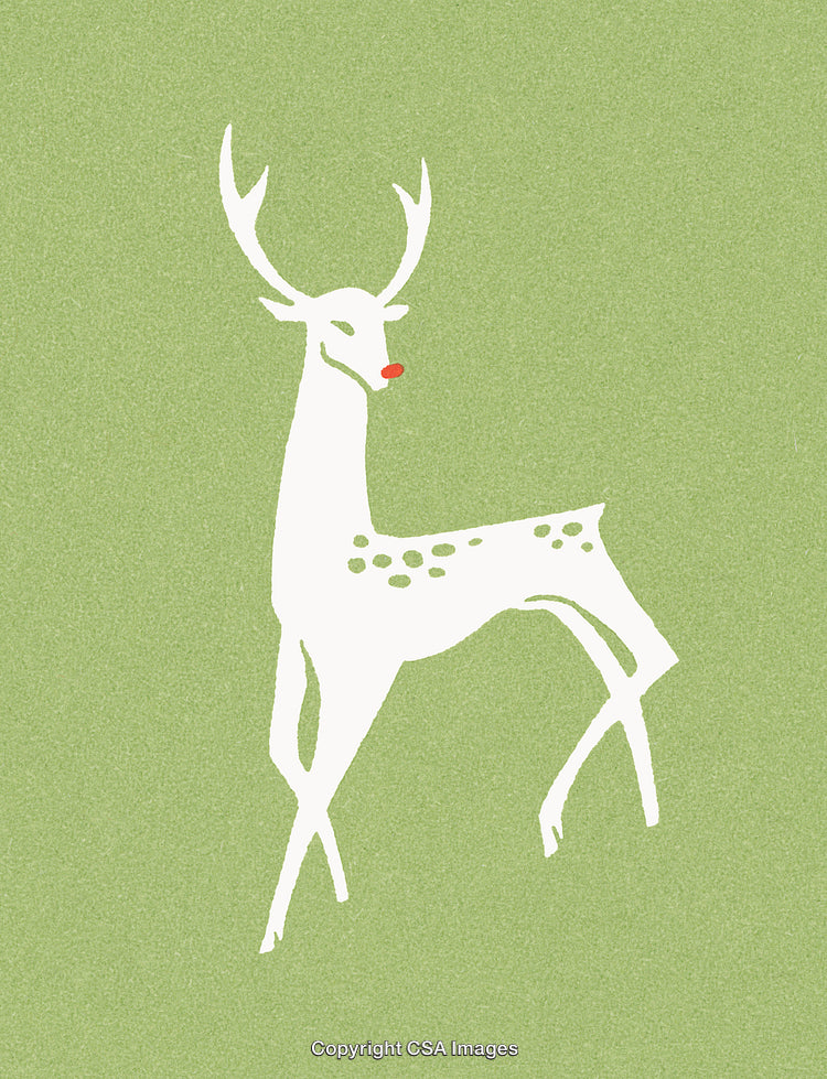 Elegant Reindeer Illustration with Minimalist Design on a Green Background