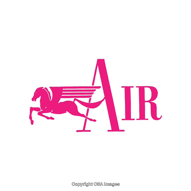 Pink Pegasus Illustration with Air Text on a White Background