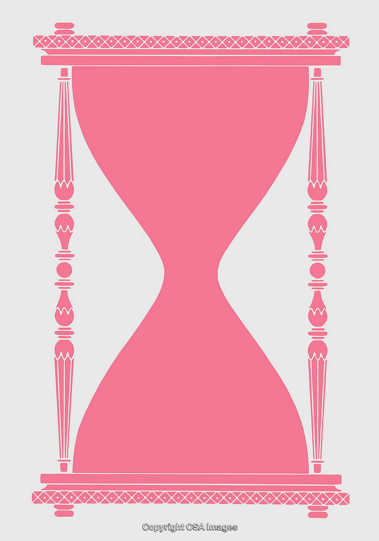 Pink Hourglass Illustration Representing Time and Eternity Concepts in Minimal Art