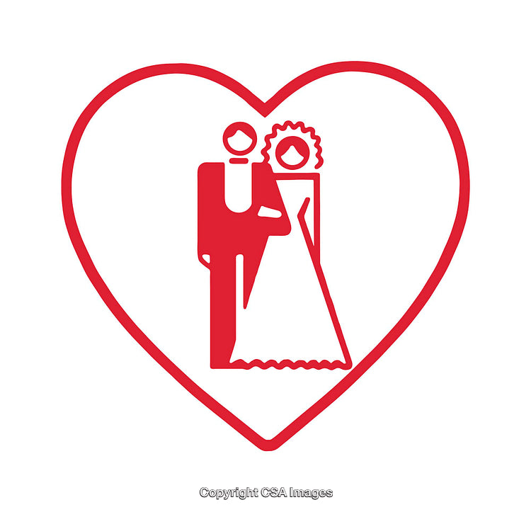 Simple Icon Representing a Wedding Couple Inside a Heart Symbol