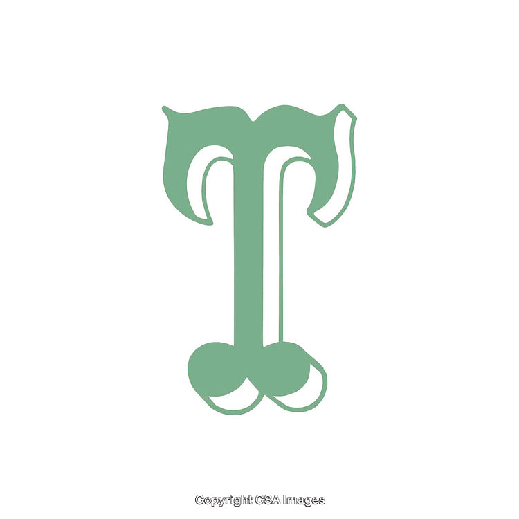 Stylized Artistic Representation of the Letter T in Green Hue