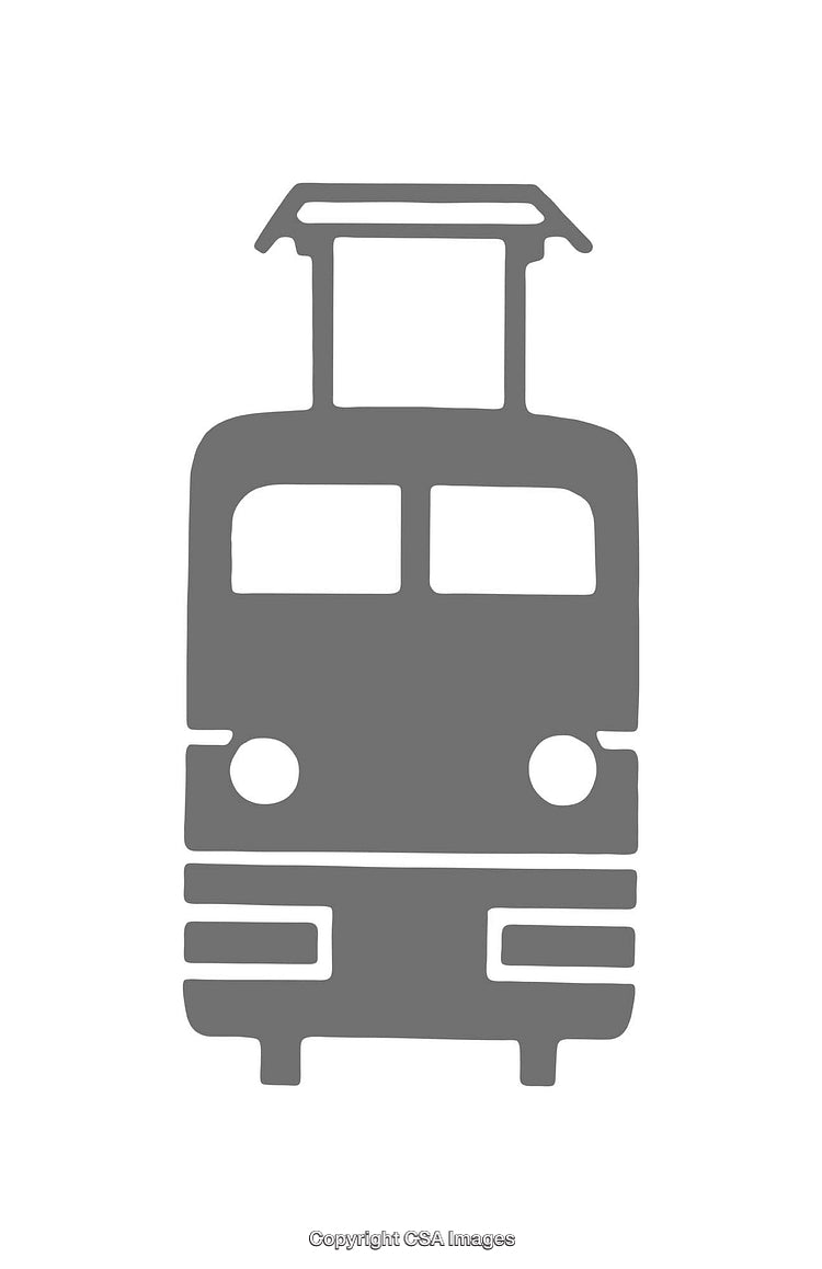 Minimalist Gray Tram Icon with Clean Design on White Background