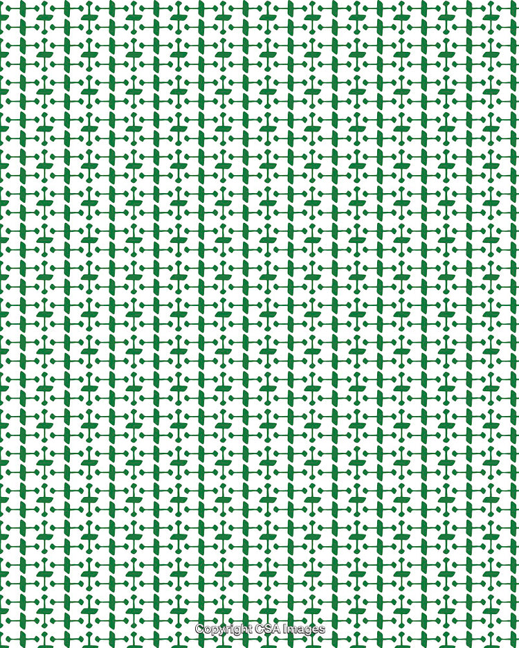 Green Geometric Repeat Design on White Background, Modern Pattern