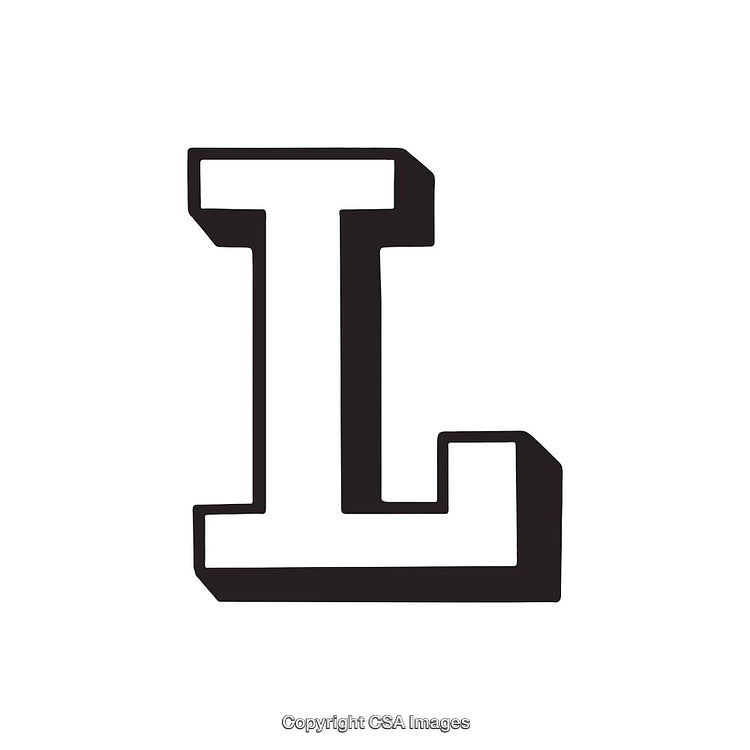 Black Letter L in Bold Cartoon Style Isolated on White Background