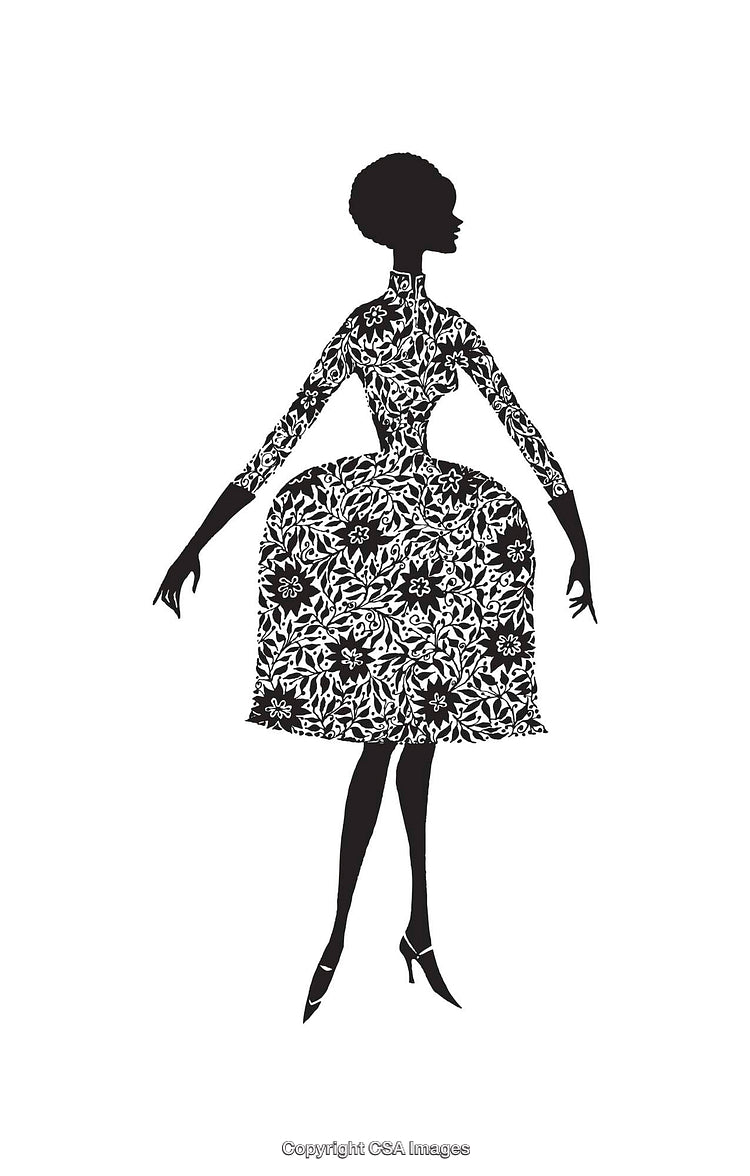 Elegant Silhouette of a Woman in Floral Pattern Attire