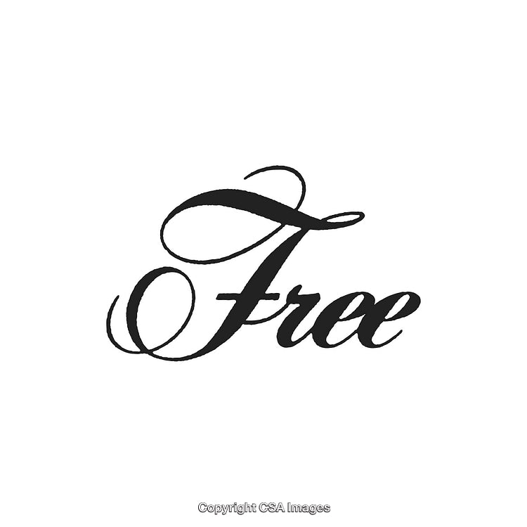 Elegant Calligraphy Text Featuring 'Free' in Black on White Background