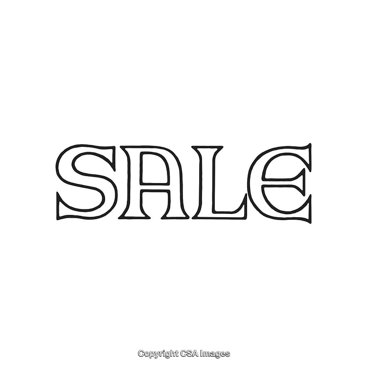 Bold Black Text Illustration of the Word Sale on White Background