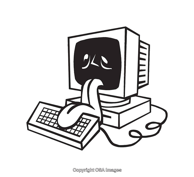 Monochrome Computer Illustration with Overstrung Expression