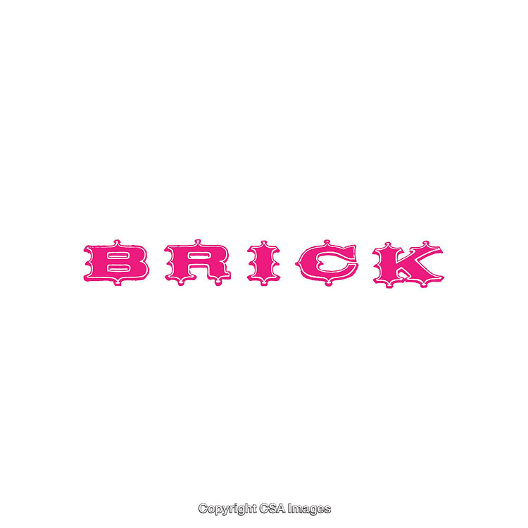 Bright Vibrant Text Design Featuring the Word Brick in Pink Font