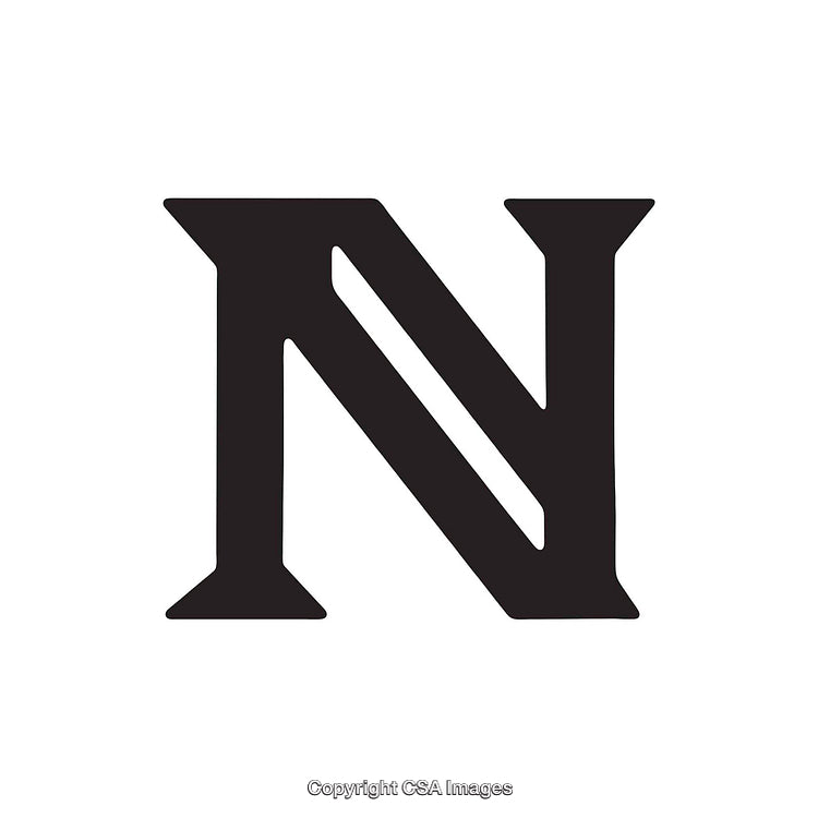 Bold Black Letter N on White Background