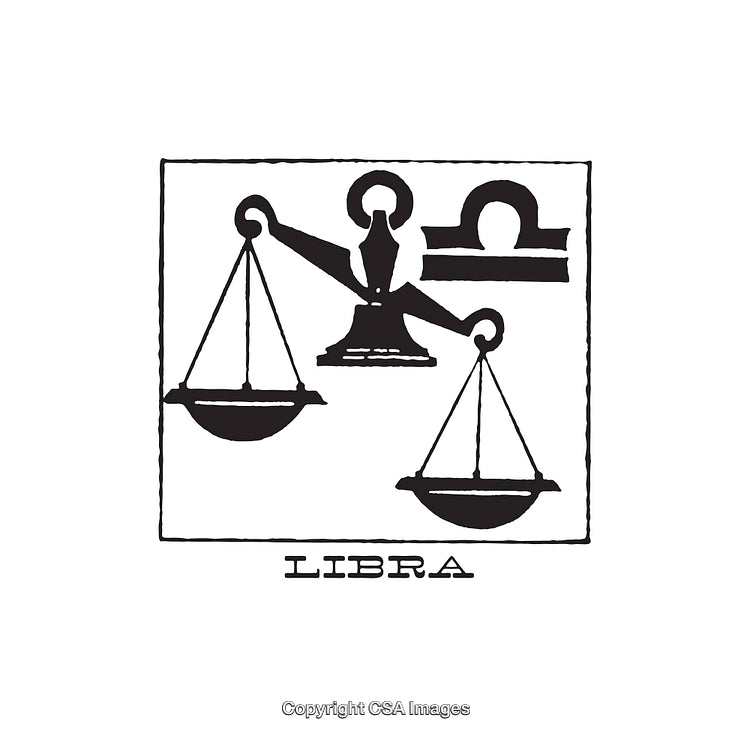 Libra Zodiac Sign With Scales Line Art Illustration