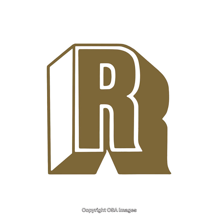 Stylized Block Letter R In Brown With A Bold 3D Design